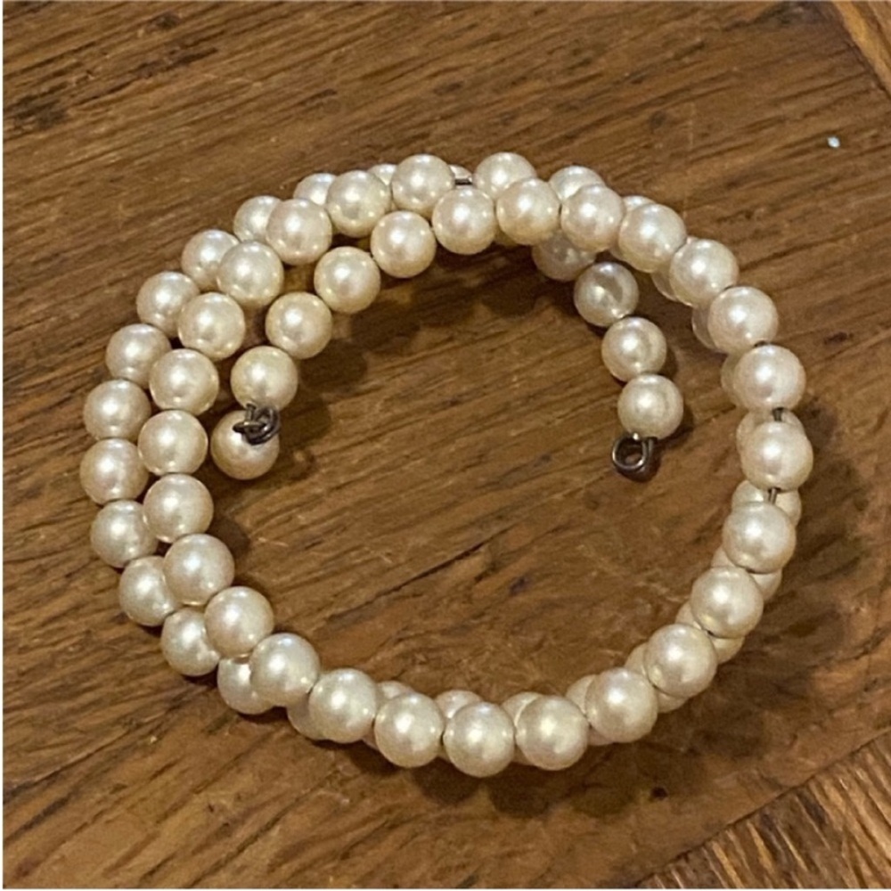 Vintage pearl wire wrap bracelet 1920s pearl bracelet 1930s pearl bracelet